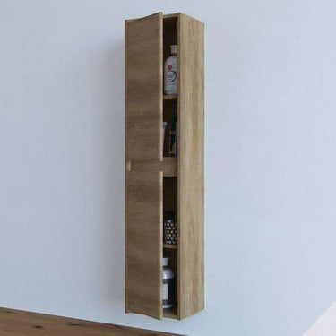 Elegant Nordic Oak Effect Wall Mounted Bathroom Storage Cupboard with Two Doors - UK Luxury Furniture
